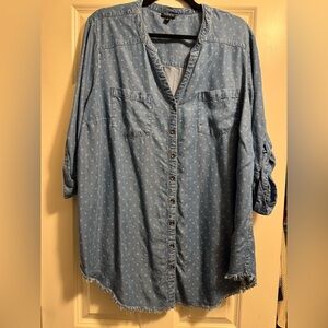 Torrid Denim Button Down 3/4 Sleeve Shirt